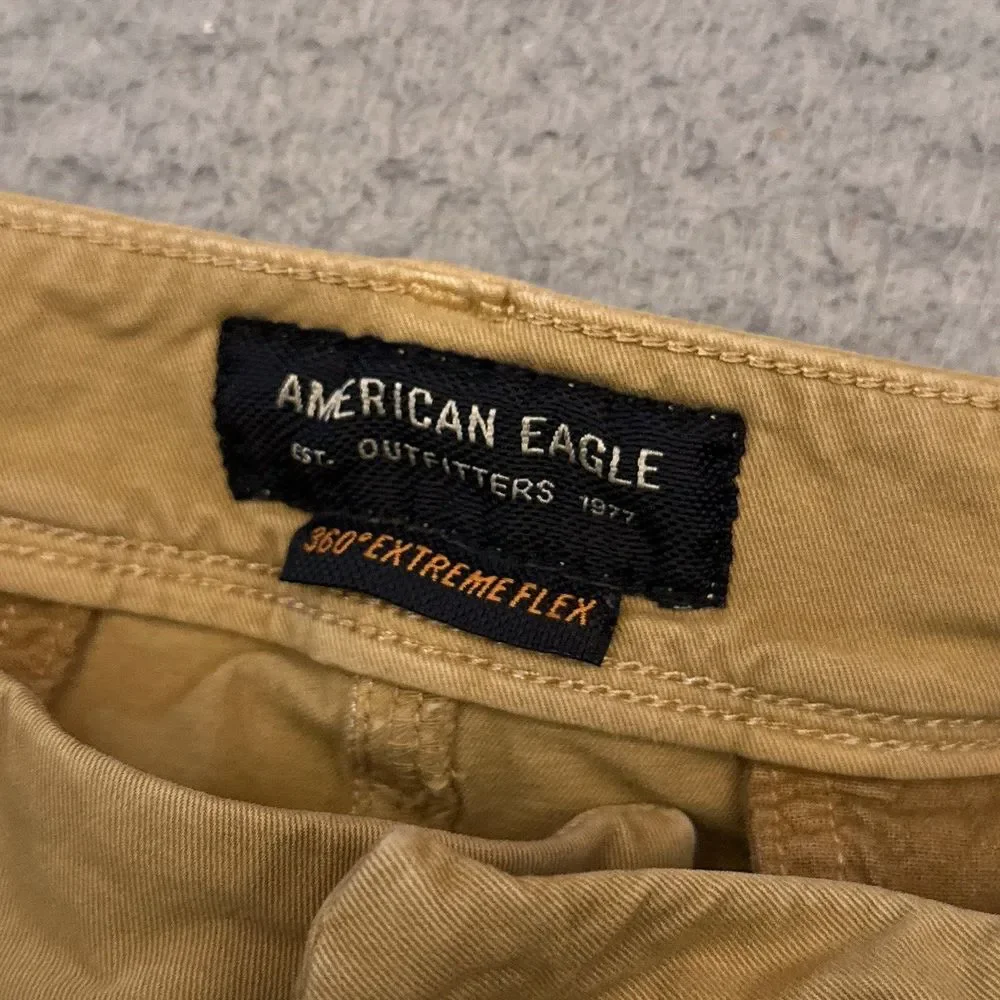 American Eagle 360 Extreme Flex Slim Fit Pants Men's 32x33 Tan Chino Golf Preppy